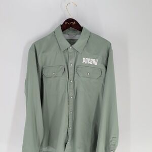 L.L.Bean‎ Pacbak Snap Pockets Traditional Fit Button Up Shirt Sage Green Size L
